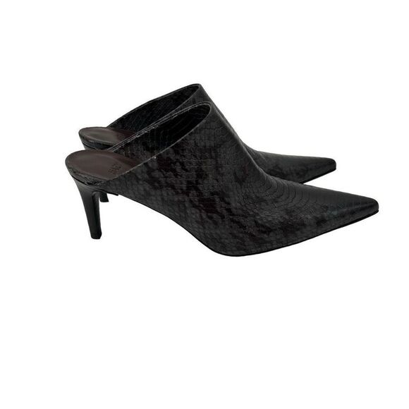 Revolve Hazy Albany Mule Ayers Degrade Gray Snakeskin Print Pointed Toe Heels 5 - Picture 1 of 7